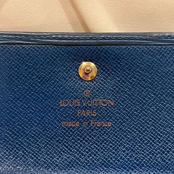 Vintage Louis Vuitton Elise Epi Trifold Wallet Blue Leather LV Paris Made France - Picture 12 of 14